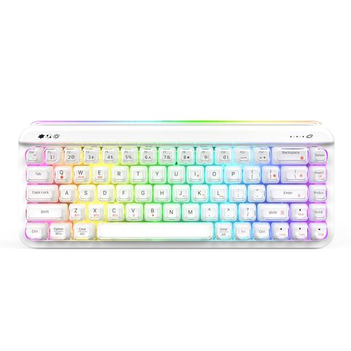 技適番号:219-269216【透明感あふれるクリスタルキー】PC+ABS製の二色成形キーキャップを採用。丸みのある広い天面とやわらかな指当たりで、水晶のような質感とドーパミン配色がデスクを可愛く彩ります。文字も鮮明で摩耗しにくく、上品な雰囲気を毎日眺めたくなる仕上がりです。 【女性の手に寄り添うMDA風設計】指の自然な動きに沿う段差とカーブを採用。接触面が広く角も丸いため、長時間のタイピングでも指先や手首への負担を軽減します。軽い力で押しやすく、文章作成、学習、夜間作業まで快適。やさしい打鍵感を求める方にもおすすめです。 【上部ライトボックス&amp;10種イルミネーション】サイドライトとバックライトを個別に切り替え可能。透光部分だけが均一かつ柔らかく輝き、まぶしさを抑えながらゲーム、配信、撮影空間を華やかに演出します。明るさ、速度、色もショートカットで細かく調整できます。 【4000mAh大容量で約50時間】消灯時のワイヤレス使用で約50時間稼働し、スマートスリープで電力消費も軽減。Windows、macOS、Androidに対応し、PC、デスクトップ、タブレット、スマートフォンを用途別に使い分けられます。