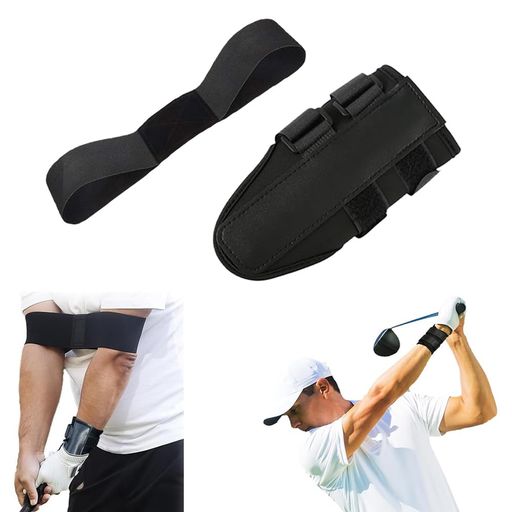 FANGCUUプロ選手監修ダウンブローマスターゴルフスイング矯正2点セット手首固定サポートぶれ防止アーム矯正ベルト強化固定タイプゴルフ初心者パター練習用フォーム補助器具(4.0)