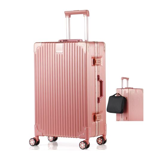 [Airmood]スーツケースキャリーケース機内持ち込み可アルミフレーム超軽量TSAロック付大型静音ダブルキャスター旅行大容量耐衝撃ビジネス出張保護カバー付き物掛けフック(Mサイズ24イン…