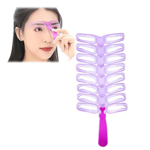 FsGrg眉毛テンプレート8種セット眉用ステンシル眉毛カード初心者8つのタイプ手持ちハンドル付き眉毛を気分で使い初心者メンズレディース兼用眉用ステンシル(パープル)