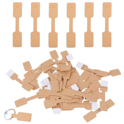 FsGrgジュエリー値札紙タグ100枚識別ラベルラベルクラフト紙ファッションタグ値札タグジュエリー腕時計ブレスレット用(ブラウン)