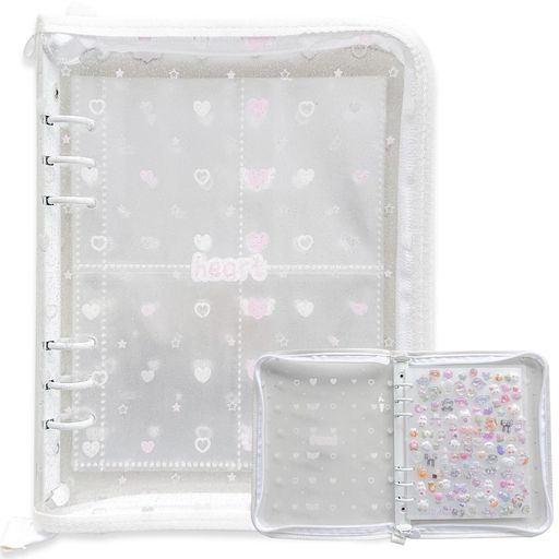 シール帳A5【両面収納リフィルx30枚下敷きx2枚】バインダーシール収納6穴トコラージュノートレカケース..