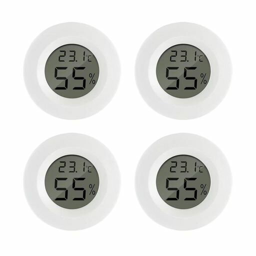 wowjimi温湿度計4個入りLCD爬虫類温度計両生類ミニしっしきおんどけいペット飼育ベビールーム花屋室人間用もオーケー検知温度変化湿度変化ベッドルーム(白)