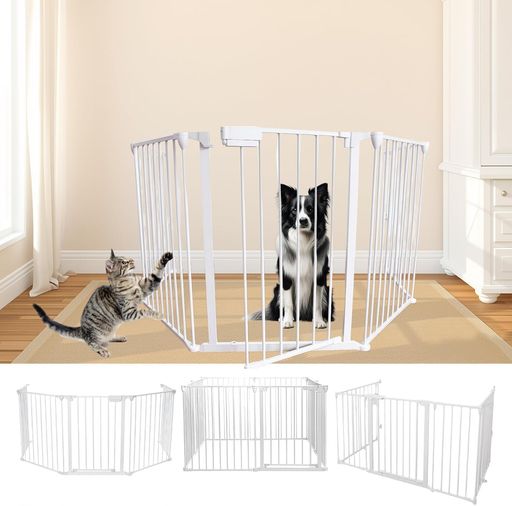 NODIBRO5面ハースゲート折りたたみ犬ペットサークル扉付き形組み換え可能フェンス室内自立式ストーブガードレイアウト自由玄関階段犬用子どもペット用丈夫日本語取扱説明書付き(ブラッ…
