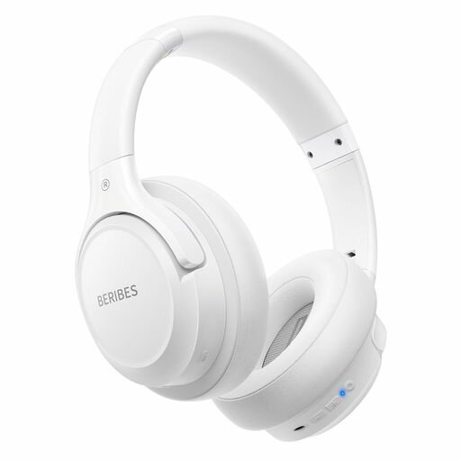 BERIBESヘッドホンbluetooth65時間再生6つのEQモードワイヤレスヘッドフォンBluetooth6.0重さはわずか180g快適なフィット感マイク付きヘッドホンHIFIステレオ有線無線両用遮音密閉型(白)