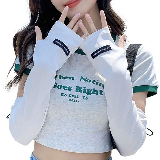 [PALAME]アームカバーレディース【UPF50+認定品・高級冷感綿・締付感無し・指穴あり】春夏秋接触冷感手の甲隠れ調節コードつき吸汗速乾紫外線対策日焼け止めゆったりおしゃれ可愛い通気…