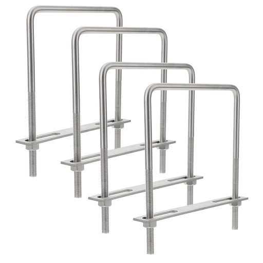 NUOLUXステンレス製U字型ボルトM10X6X8インチ4個セットコの字ボルト固定金具ボートトレーラー用耐候性屋外対応