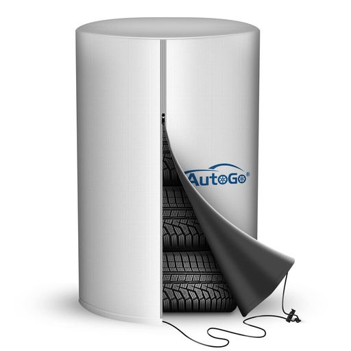 AutoGoタイヤカバー【屋外保管専用・防水・UVカット】タイヤ4本収納劣化・汚れ・ほこり防止サーズ選択可【L・直径85cmx高さ120cm】210D素材タイヤ保管タイヤ収納