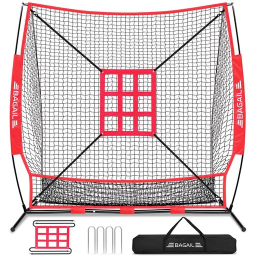 BAGIL野球ネット ベースボールネット 練習用 バッティングネット ピッチングネット スチール製 野球器具 硬式/軟式対…