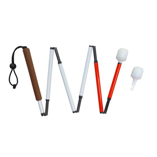 折りたたみ式白杖-6セクションカーボンファイバー製、反射材付き-回転先端-軽量で携帯に便利(茶色ハンドル110cm)