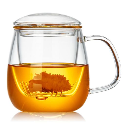 ポカロティー茶こし付きマグカップ耐熱ガラスティーカップ約420mlInfusionMug透明マッグ蓋付き直火対応電子レンジ対応紅茶マグカップクリアコップ亭韻杯お茶リーフティー工芸茶ティーバ…