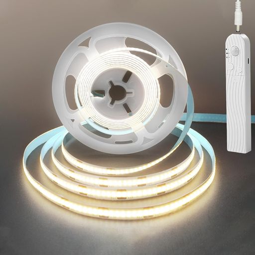 クリアヒル(Clearhill)5Vモーションセンサー付きCOB320LEDストリップライト時間遅延調節可能調光可能2種類の電源電池式(電池は別売りです)2Mナチュラルホワイト4000KLED320個/M幅8mm