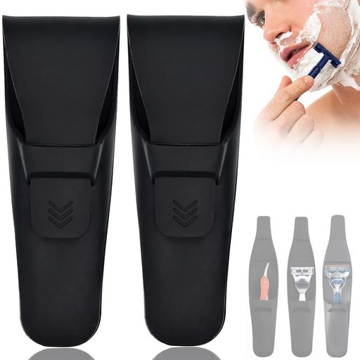 カミソリプロテクターケースシェーバー収納携帯用2個セットT字型カミソリプロテクター収納ケース水洗い可能軽量通気性防水性シリコン簡単に開閉旅行出張整理整頓保管お父さんボーイ…