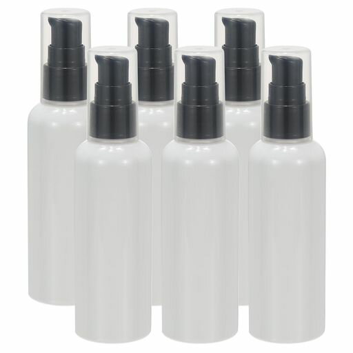 PATIKILトラベルポンプボトル、6個3.4オンス(100ml)リークプルーフ再充填可能な空のディスペンサーコンテナー、シャンプー、トイレタリー、ローション、クリーム用ポンプ付きボトル、ホワ…