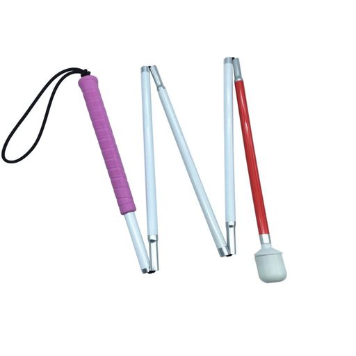 盲人用白杖折りたたみ式五段アルミ製(125cm(ピンクのゴムグリップ))