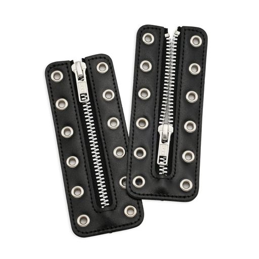 [Soletec]ソレテック本革製手作り6穴付きジッパーユニットすべてのブランド用安全靴作業靴革靴ZIP-6-SRS(ブラックxシルバーアイレット)