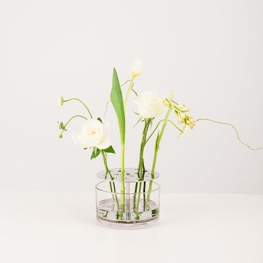 NERJA(ネルハ)イケバナフラワーベースラウンド中型ステンレススタンド付高級モダン装飾花瓶ホーム・テーブル・オフィス用