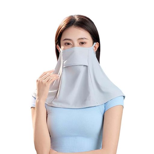 [ALUBES]UPF50+UVカットフェイスカバーネックカバー冷感夏用布マスク99%日焼け防止アウトドア吸汗速乾通気釣り登山農作業グレー