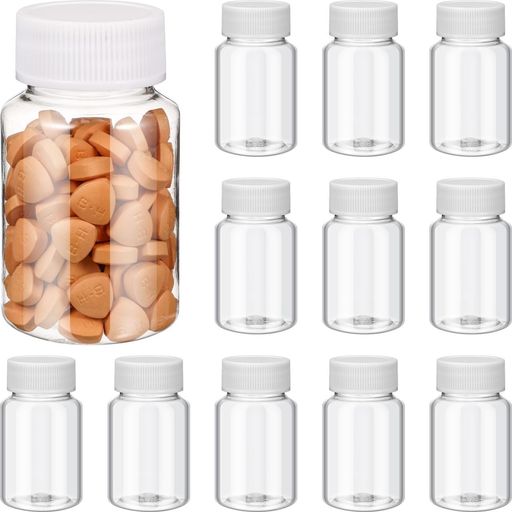 乐天商城 - Lurrose小瓶ミニボトル80mlサンプルボトル12個蓋付き小分けPETプラスチック製密閉瓶透明小物入れ化粧品収納詰め替容器旅行用品