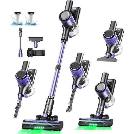 掃除機コードレス【2026革新版登場!90Kpa超強力吸引!自立式&革新版グリーンLEDライト&次世代LED液晶ディスプレイ&軽量】コードレス掃除機55分間連続稼働3段吸引力スティック/ハンディ2WAY着…