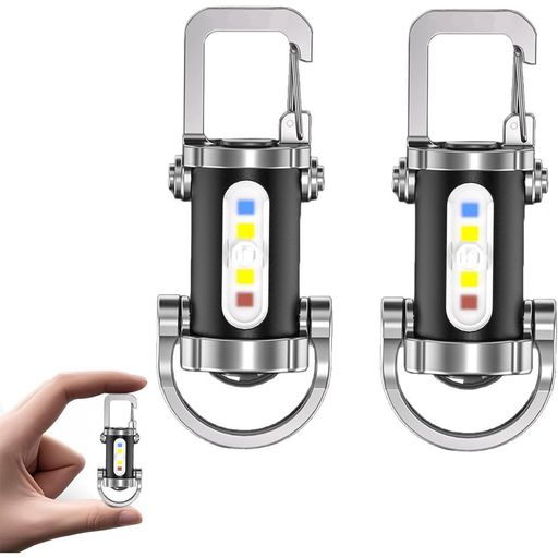 YUWENWキーチェーンライト小型懐中電灯2個セットキーホルダー防水小型超高輝度軽量明るいポータブルLEDワークライトUSB充電式ライト多機能緊急防災停電紛失予防停電対策ミニパワフルLED…