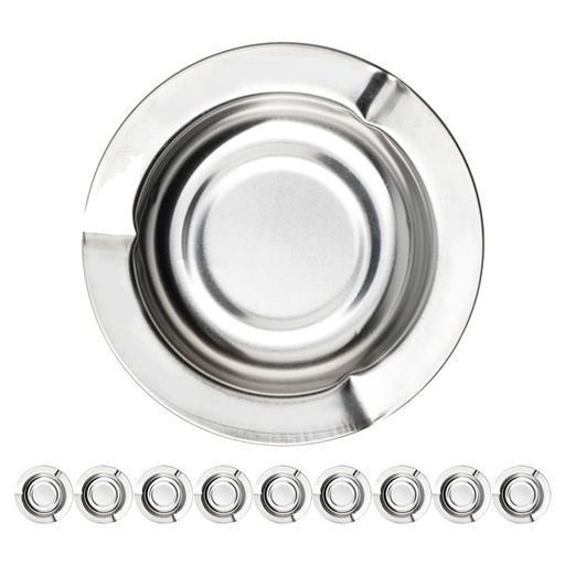 CHICAMPERA10個セットステンレス製灰皿正方形蓋付き防風設計タバコ灰皿金属製屋内外対応ホームオフィスパティオ用4.72X4.72X0.59インチ