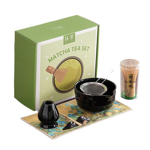 乐天商城 - 抹茶7点セットお点前セット日本茶セット茶道具セット抹茶茶道茶碗百本立茶筅茶筅立て茶杓抹茶粉末泡立て器(ブラック)