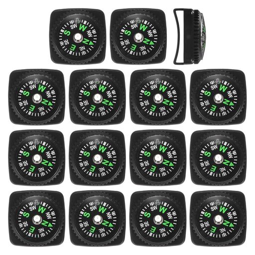TIXIPEM20mmスリップオンリストコンパス[15個入り]-ハードシェル液体充填ボタン型コンパスサバイバルパラコードブレスレットハイキング用-[黒]アウトドアアクセサリー