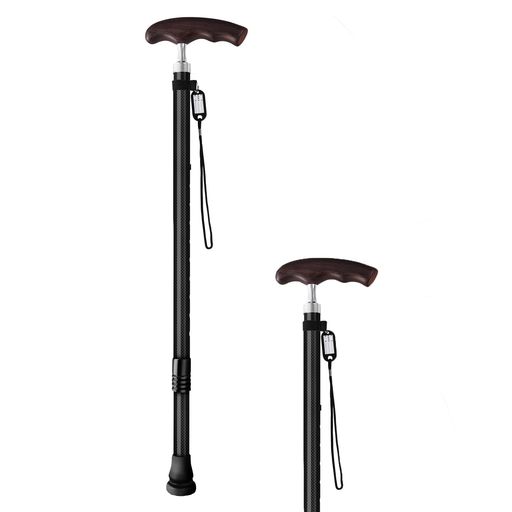 ANBANREY松葉杖歩行杖男女兼用カーボン素材鶏翅木グリップ屋内屋外用介護・リハビリ支援高齢者・歩行サポートに10段調節可能150kg耐荷重超軽量249g