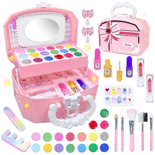 VBACALAメイクおもちゃ色が付けるお化粧セット女の子メイクアップ2段化粧ボックスドレッサーキッズメイク道具コスメなりきりおままごとセットごっこ遊びおもちゃ子どもクリスマス誕生…