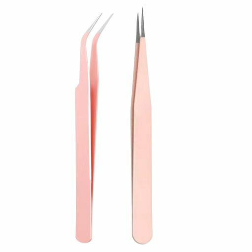 BOJIDO精密ピンセット2点セットステンレス製まつ毛ピンセット曲がった先端/直線先端DIYプラモデル工具極細毛抜き高精度まつ毛エクステ/ネイルアート/二重形成シール/手帳ツール/角栓取り…