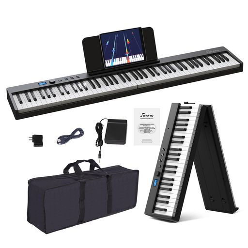 OYAYO 電子ピアノ 88鍵盤 折りたたみ式 FP88C 充電式 MIDI対応 BT対応 タッチセンシティブ鍵盤 生ピアノと同じ鍵盤サイズ 128音色/リズム 初心者 コンパクト 軽量 小型 ペダル 専用ケース 日本語…