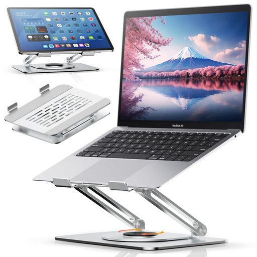 ZEEKKノートパソコンスタンド360回転式PC/タブレットスタンド教卓スタンド角度/高さ無段階調節人間工学設計折りたたみ式放熱対策滑り止め姿勢改善腰痛&猫背&肩こり解消17インチまでのノ…の商品画像