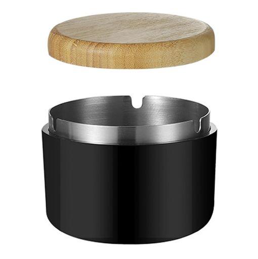 DIFEIUKIふた付き灰皿大容量卓上灰皿おしゃれ木製蓋付き灰トレイ密閉防臭アッシュトレイ屋外防風丸洗い可能アウトドアコンパクト車用はいざら