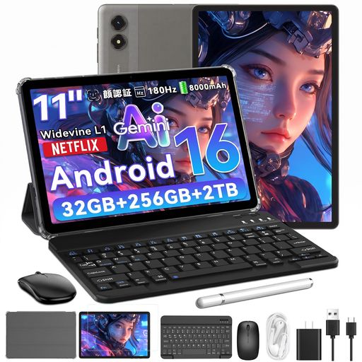 ビジネス 🏆【届いてすぐ使えるタブレットセット・学習と仕事をもっと快適に】 TABWEE 11インチタブレットは、Bluetoothキーボード、ワイヤレスマウス、タッチペン、イヤホン、スタンド機能付き保護ケースをセットにしたオールインワンタブレットです。追加購入の手間がなく、届いたその日から快適に使い始められるのが魅力です。🌈Android 16搭載により、よく使うアプリや機能をショートカットとして設定でき、必要な操作へ素早くアクセスできます。🌈Word・Excelでの資料作成やPDF閲覧、メール対応、Zoom会議などの在宅ワークやオンライン学習にもスムーズに対応します。キーボードによる文字入力、タッチペンによるメモや書き込み、マウスによる細かな操作を用途に応じて使い分けることで、文章作成から情報整理までをスムーズにつなぎ、仕事・学習の両方で快適な操作環境を実現します。 【Android 17へのアップデート予定】Android 17へのアップデートを2026年10月頃に予定しています。現在ご使用中の端末も、アップデート開始後は「設定」からソフトウェア更新を行うことでご利用いただけます。