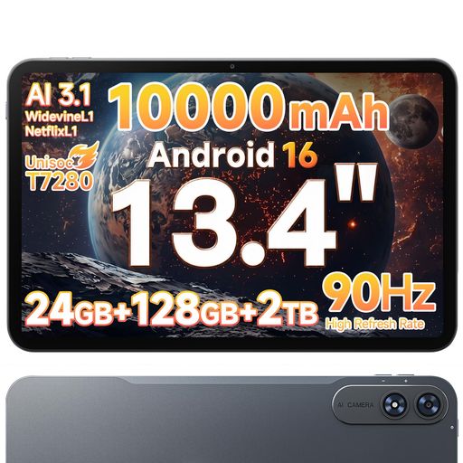 ビジネス 🔥【13.4インチ大画面x90HzxWidevine L1|動画も読書も快適に楽しめるタブレット】BMAX I14は、13.4インチのIPSディスプレイと1920x1200の高解像度を採用。90Hzのリフレッシュレートにより、Webサイトのスクロールや画面操作もなめらかで快適です。動画視聴や電子書籍、レシピ確認、オンライン授業など、大きな画面を活かした幅広い用途に対応。さらにWidevine L1に対応しており、NetflixやPrime Videoなどの対応コンテンツを高画質で楽しめます。 🔥【Android 16xGMS認証xOTAアップデート対応|AIをもっと身近に、仕事・学習にも活用】Android 16とGMS認証に対応し、ChatGPTやGeminiなどのAIアプリを大画面で活用できます。文章の作成・要約、情報収集、翻訳、アイデア整理など、日常のさまざまな作業をAIがサポート。YouTubeやGoogle検索などの普段使いはもちろん、Excelでの表計算やPowerPoint資料の確認、オンライン授業、ビデオ通話にも対応し、仕事・学習からエンタメまで幅広く活躍します。