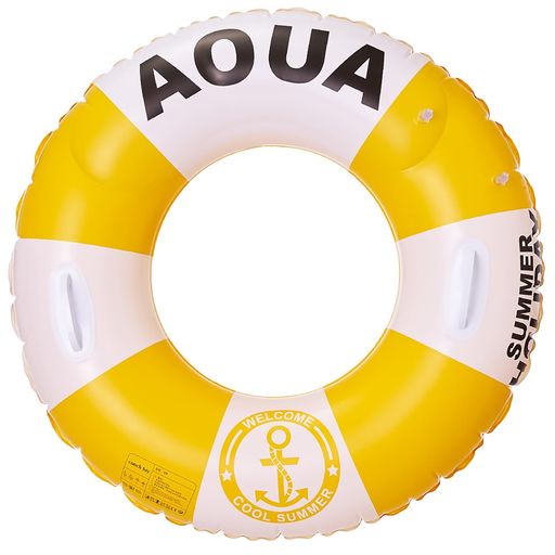 浮き輪 大人用 インフレータブル 浮き 輪 O型 ストライプ フロート 安全ハンドル うきわ 浮遊ソファ 室内外のプール 水遊び 男女兼用 (イエロー, 120#)