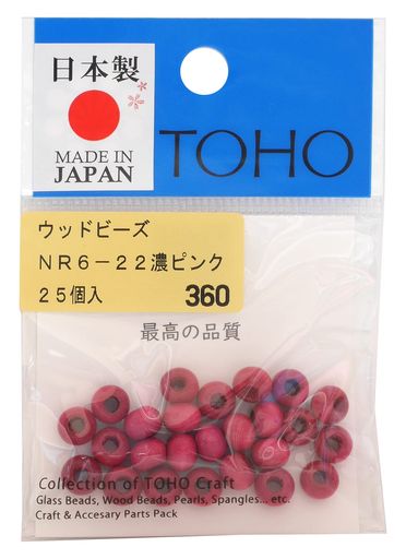 Rakuten - TOHO 匠の技 国産ウッドビーズ 外径約6mm(穴のサイズ約2.5mm) 濃ピンク 25ヶ入り NR6-22