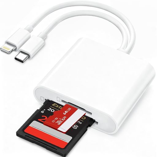 USB-C&amp;Lightning 2-in-1設計:iPhone従来モデル・最新iPhone 15/16/17・iPad・MacBook・Galaxyなど、あらゆる機器にこれ1台で接続可能なSDカードリーダーです。ケーブルやアダプターの持ち歩きが不要になり、バッグもすっきり。Lightning端子とUSB-C端子は同時使用非対応ですが、それぞれの機器で即座に認識され、ストレスフリーなデータ連携を実現します。 双方向データ移動:このiPhone SDカードリーダーiOS 13/iPadOS/Android対応の双方向転送により、パソコンを介さずに撮影した写真・動画をその場で移動・共有できます。大容量RAW画像や4K動画(H.264/MPEG-4)もスムーズに扱え、現場での即時バックアップやSNS投稿に最適です。 ドライバ不要:専用アプリや複雑な設定は一切不要。SDカードを挿し、本製品SD カード リーダーを接続するだけで、iPhone内蔵の「ファイル」アプリや端末のファイルマネージャーから即アクセス可能。直感的に使えるため、テクノロジーに詳しくない方でも迷わずご利用いただけます。