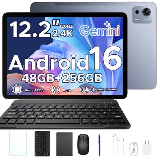 【Android 16・Gemini AI搭載】Easerush P12PLUSは、最新Android 16 OSとGemini AIに対応した12インチクラスの高性能タブレットです。Unisoc T7300 8コアCPUを搭載し、アプリの起動、動画視聴、オンライン授業、電子書籍、資料閲覧、軽いゲーム、在宅ワークまでスムーズに対応。GMS認証済みのため、Google Play、YouTube、Gmail、Googleマップなどの人気アプリも安心して利用できます。学習用タブレット、仕事用タブレット、動画視聴用タブレットを探している方におすすめです。 【12.2インチ 2.4K大画面・120Hz】12.2インチの大型IPSディスプレイに、2400x1600の2.4K高解像度を採用。写真や映像、文字まで細かく表示でき、映画鑑賞、YouTube、Netflix、電子書籍、PDF資料の閲覧にも快適です。さらに120Hz高リフレッシュレートに対応し、画面スクロールや動画再生、ゲーム操作もなめらか。大画面タブレットならではの見やすさと、持ち運びやすさを両立したAndroidタブレットです。
