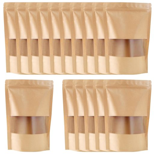 VitalBloom窓付きジップ袋紙袋50枚セット防水耐油お菓子ジッパー付き紙袋自立食品用真空防カビ防臭包装袋(9x14cm-50枚)(3.0)