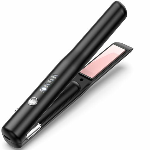 ヘアアイロンコードレスストレートアイロン4段階温度設定可能ミニ小型持ち運び両用USB充電式高濃度マイナスイオンで髪を保護男女兼用家庭/旅行/出張/通勤用CD6