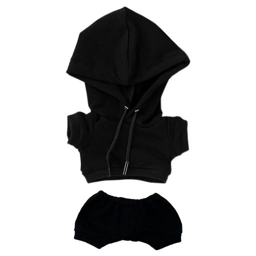 niannyyhouse15cmぬいぐるみ服ストレッチソリッドカラースポーツウェアパーカーズボン着せ替え綿人形アクセサリー(black15cm)
