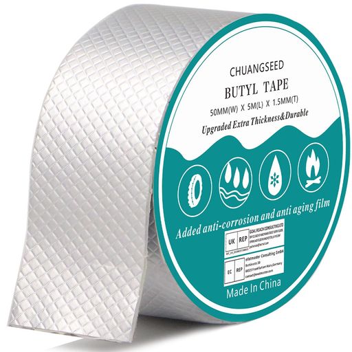 強いアルミホイルブチルテープ屋根修理テープアルミホイルブチルテープ絶縁難燃漏出管キッチンバルコニー壁屋外コンクリート亀裂多目的(寸法:W50mmxL5mx厚さ1.5mm)