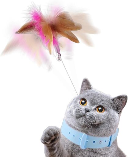 Other - 猫じゃらし首輪のおもちゃ猫羽根おもちゃ猫おもちゃ安全素材羽猫遊びネコあそびひとり遊び羽根おもちゃ猫用おもちゃ知育玩具【猫の運動不足やストレスを解消】一人遊び寂しさ解消ス…