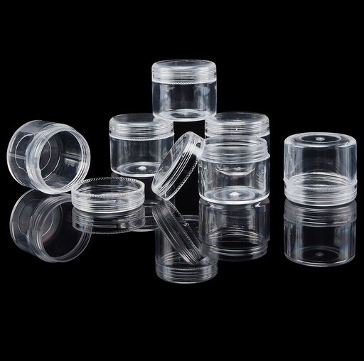 PHPandaHallプラスチックビーズケースラウンド透明収納ケース15ml小分け丸ケースプラスチックケース小物銀テープネイルパーツ保存用ケースクリーム容器アクセサリーケース携帯用6個セッ…