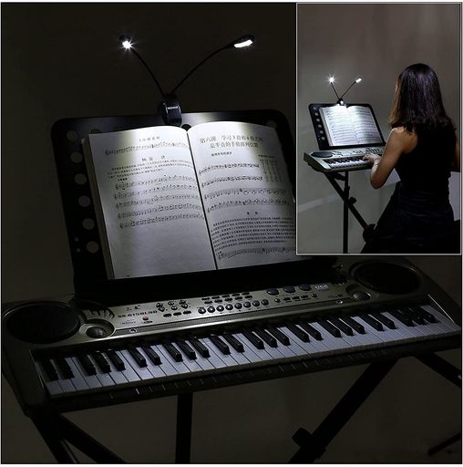 OsAtNb8LED譜面台ライトダブルヘッドブックライト読書灯クリップライト電池式ブラックデスクライトusb..