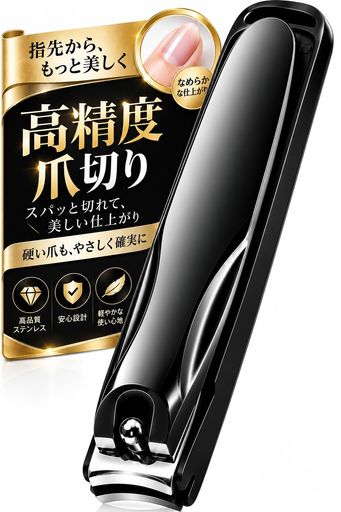 【anan掲載モデル】 爪切り 日本製ステンレス つめきり 高級 飛散防止 爪切りセット 爪やすり 爪用ヤスリ 特大開口 ワンクリックスイッチ