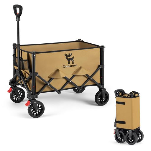 Qunature キャリーワゴン アウトドアワゴン キャリーカート 折りたたみ 大容量120L 耐荷重100kg 軽量 コンパクト 持ち運び便利 頑丈