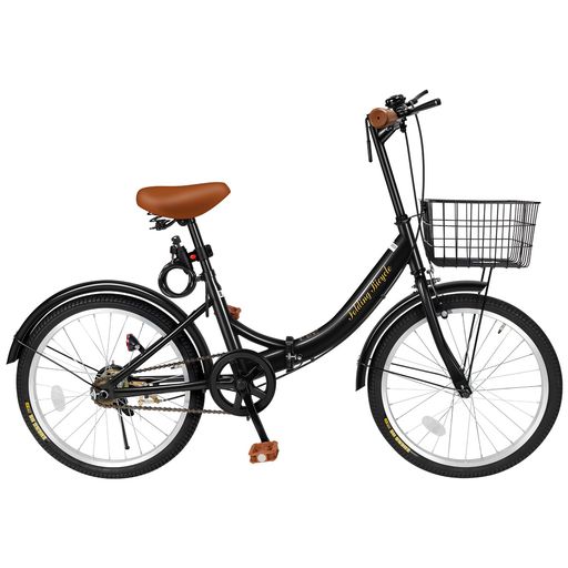 Mixiu折りたたみ自転車20インチ小型軽量折り畳み自転車高炭素鋼フレーム滑り止めタイヤカゴ・ベル・ワイヤーロック付き通勤通学男女兼用(ブラック)